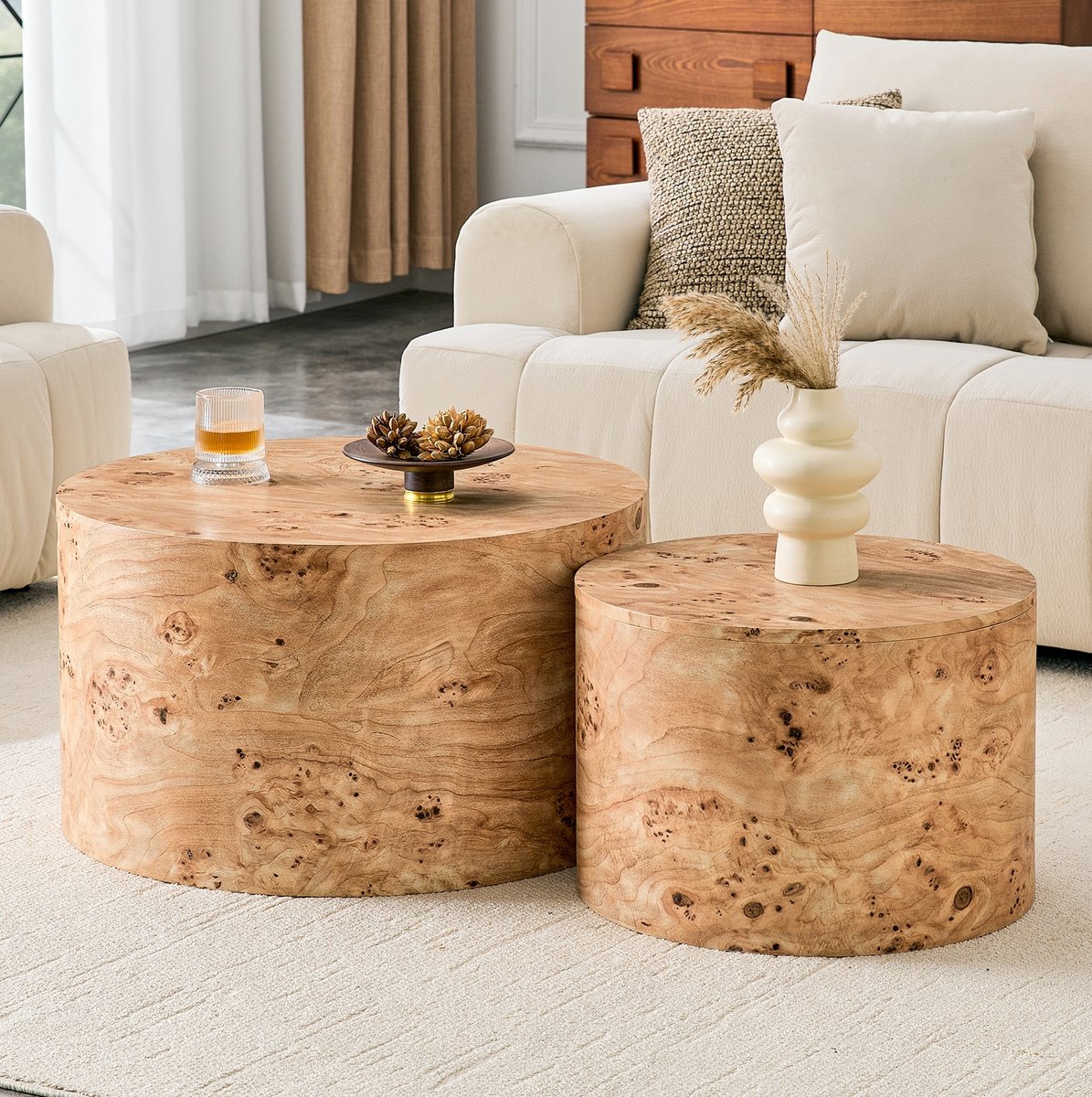 MODENUIT Salontafel - Ronde Inschuifset Met Opbergruimte - Woonkamer En Interieur - MDF - Hout - 62,8 Cm