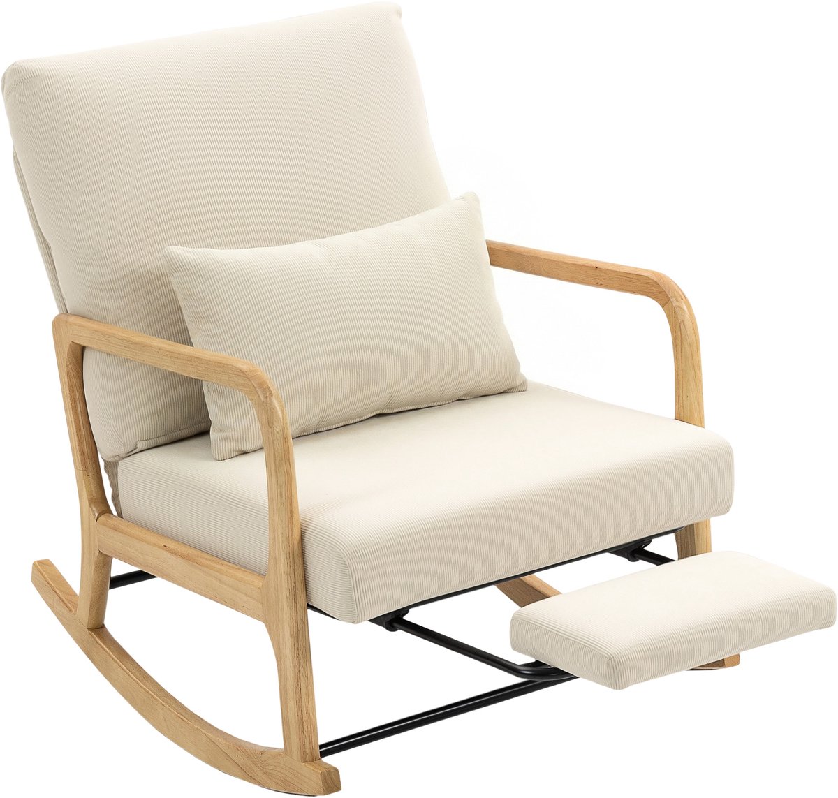 HOMCOM Rocking Chair-Polyester-89L x 70B x 97,5H cm-Cremeweiß