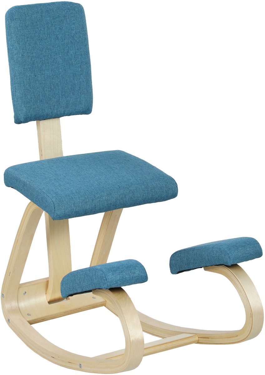 Homcom Kniestoel-Berkenhout, Polyester-84L x 51B x 93H cm-Blauw