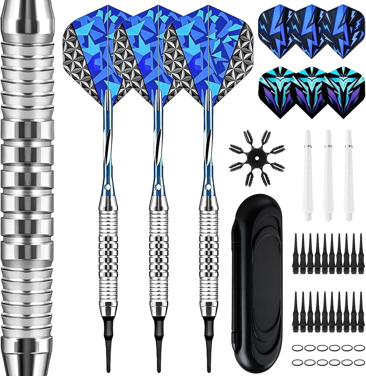 Professionele Soft Darts met Plastic Punt voor Elektronisch Dartbord - 3 Stuks Dartset voor Sport en Vrije Tijd, Inclusief Extra Schachten en Dart Flights