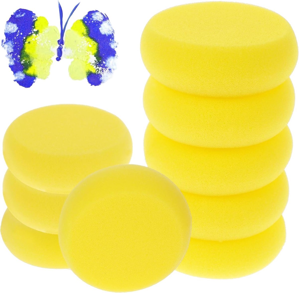 9 Stuks Gele Ronde Schilder Sponsen van 7 cm - Perfect voor Aquarel, Keramiek en Kunstprojecten