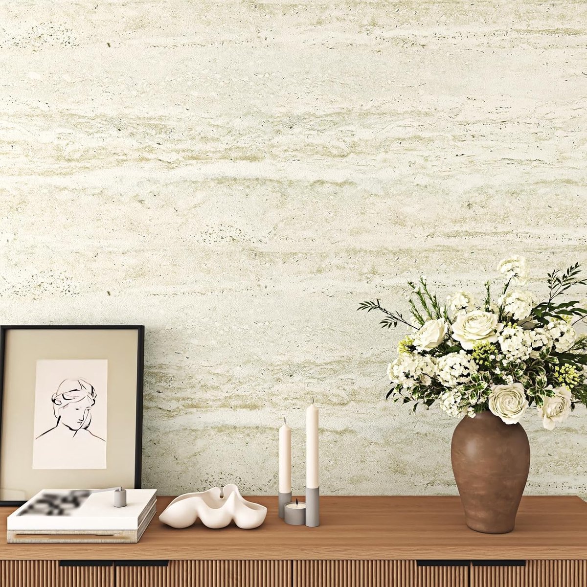 Beige zelfklevende textuurbehang voor woonkamer en slaapkamer, eenvoudig aan te brengen, ideaal voor keukenkasten en wanddecoratie, 40x200cm