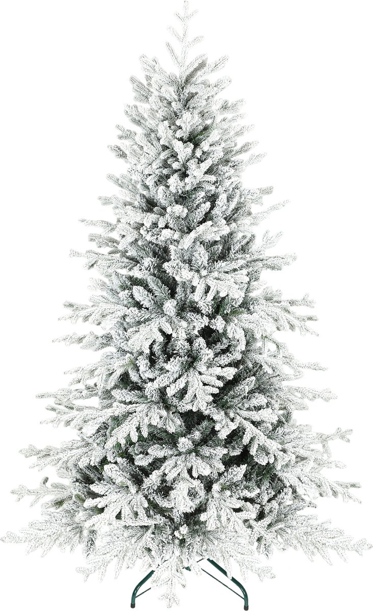 HOMCOM Kerstboom Kunststof, Metaal 116L x 116B x 180H cm Groen+Wit