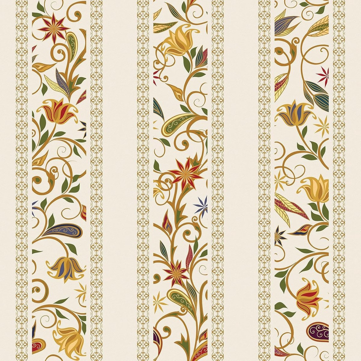 Vintage Behang met Beigekleurige Bloemenprint voor de Woonkamer - Zelfklevend, 260cm x 44.5cm, Decoratief Behang voor Interieur en Muurbekleding