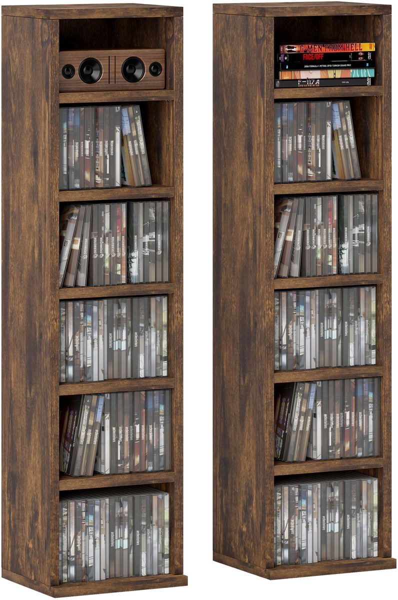 HOMCOM-CD Opbergkast - Spaanplaat - 21x22,5x88,5cm - Rustbruin