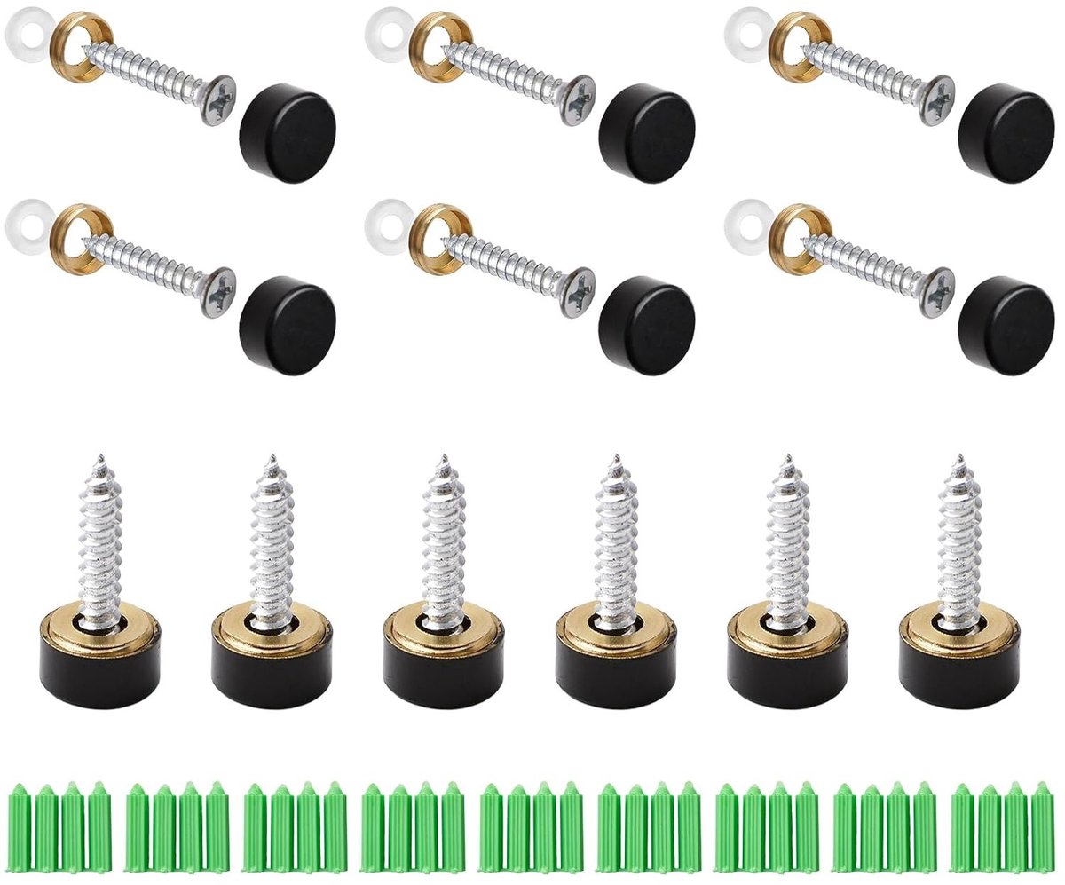40 Sets Decoratieve Zwarte Spiegelschroeven met Kappen - 10mm Polished Screws voor Interieurdecoratie