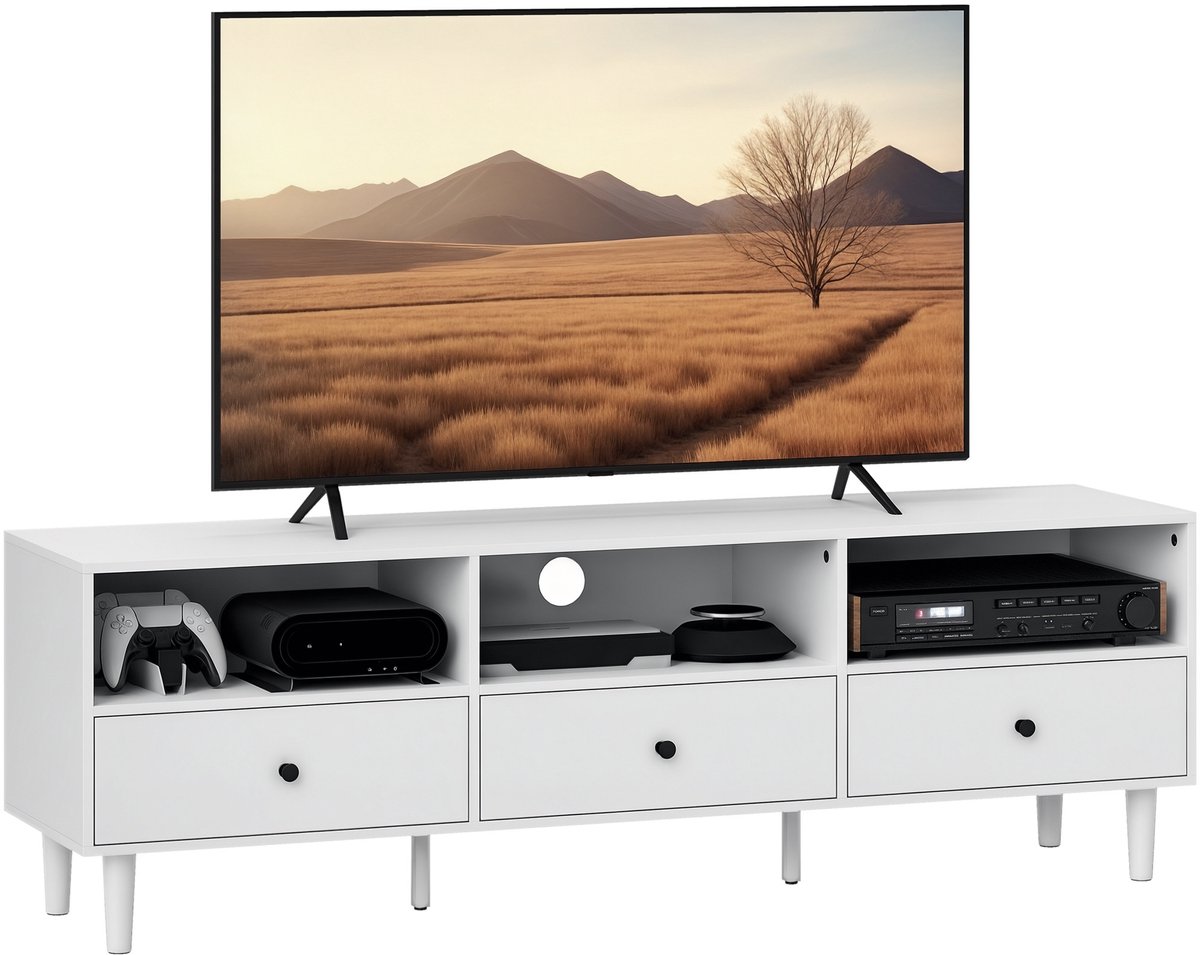 Homcom tv-meubel met lades - Tv-kast, tv-tafel, mediameubel - Wit Weiß
