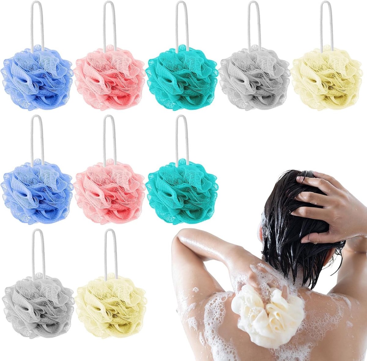Zachte en duurzame mesh schuim douche spons - 10 stuks, kleurrijk en ideaal voor een verfrissende douche ervaring