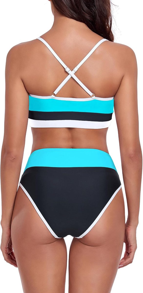Blues Dames bikini set hoge taille colorblock design tweedelig badpak zwempak