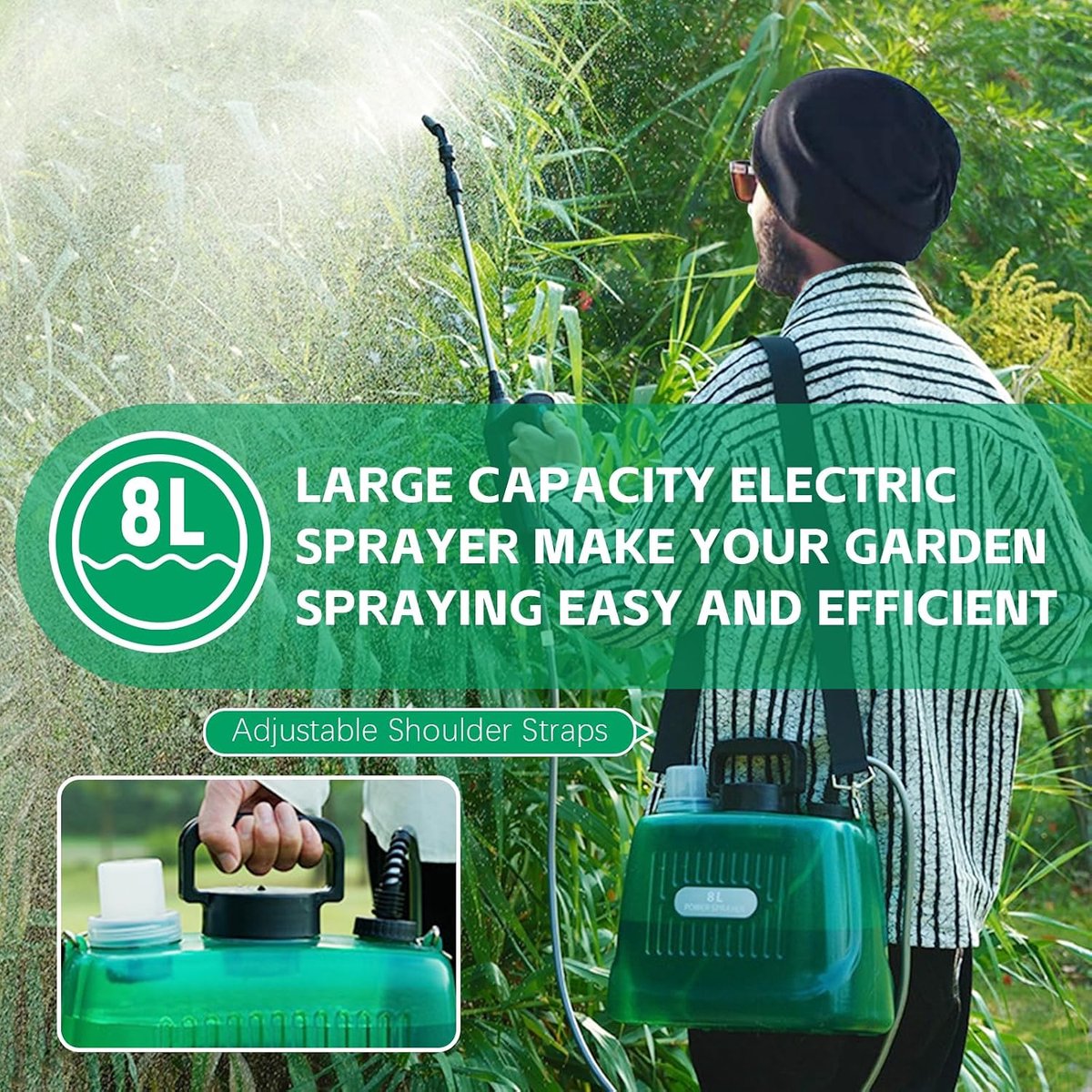 8 liter, accu voor in de tuin, 7,4 V