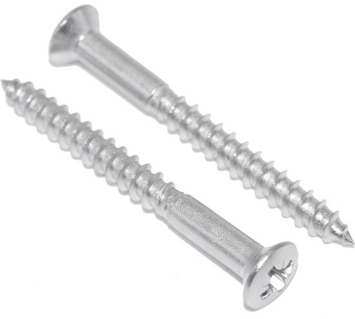 Verzonken Houtschroeven RVS A2 - 4,5x60mm - 50 Stuks - Kruiskop Pozidrive
