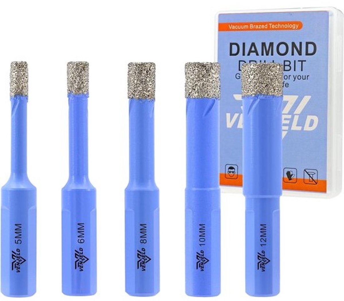 Diamant Boor Bit Set - Tegel Boren - Materiaal Boren - Vacuüm Gebrazeerd - 5 Stuks 5-12mm - Zilver