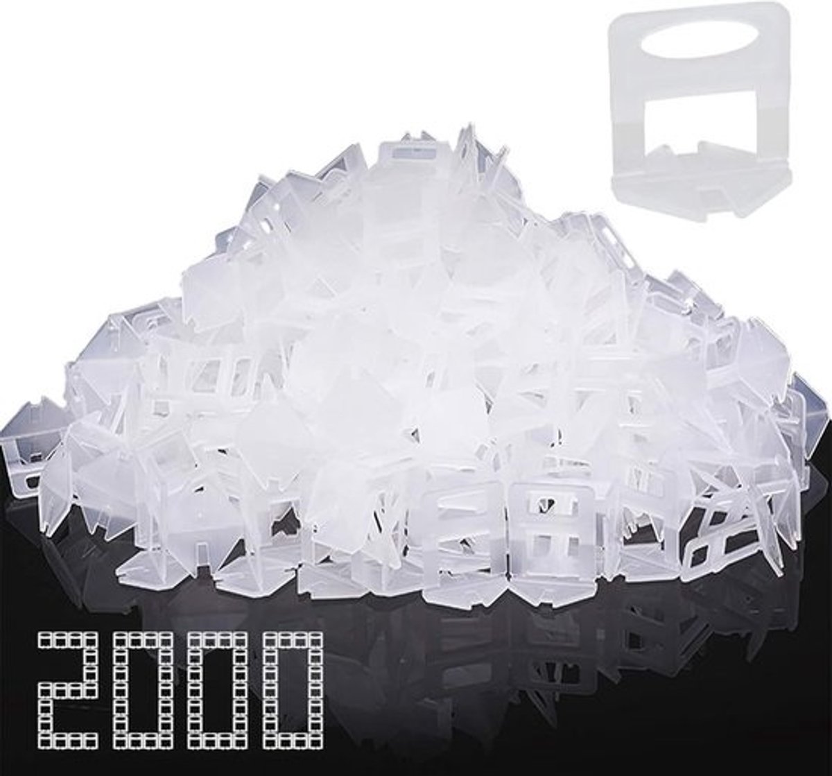 SnelShoppen - 2000 Stuks Tegel Leveling Systeem Tabs 1.5 mm, Leginrichting Voor Tegels, Hoofddikte 3-12 mm, Perfecte Voegen Afstand, Inclusief Trek Lu