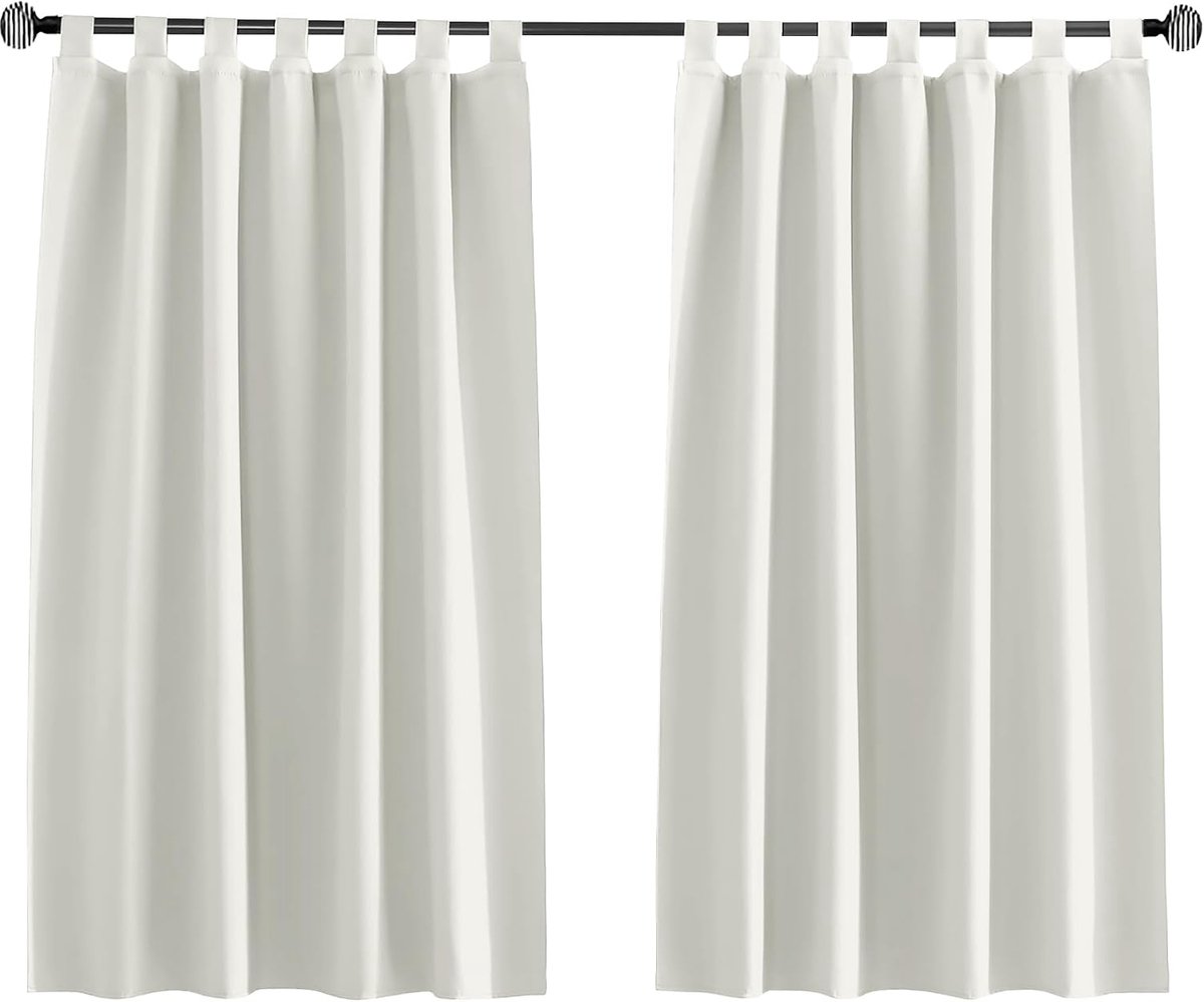 verduisteringsgordijn kort, keukenraam gordijn, slaapkamer gordijn, ondoorzichtig met lussen, 1 stuk (Crème, B 120 x H 150 cm)