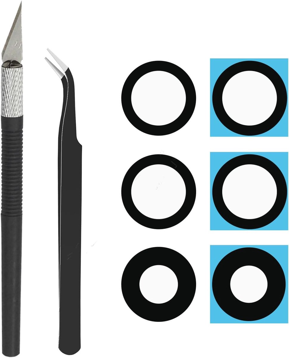 2 Sets Cemobile Achterkant Camera Lens Glas Vervanging voor Samsung Galaxy S24 Plus 6.7 inch 5G Alle Dragers met Vooraf geïnstalleerde Lijm, Antistatische Pincet, Precisie Mes Reparatie Tool Kit