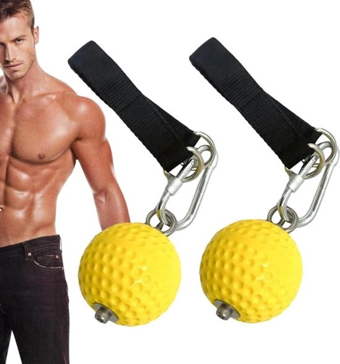 Pull Up Bal - Onderarm Versterker - Krachttraining Bovenlichaam - Antislip Grip - 2 Stuks - Geel