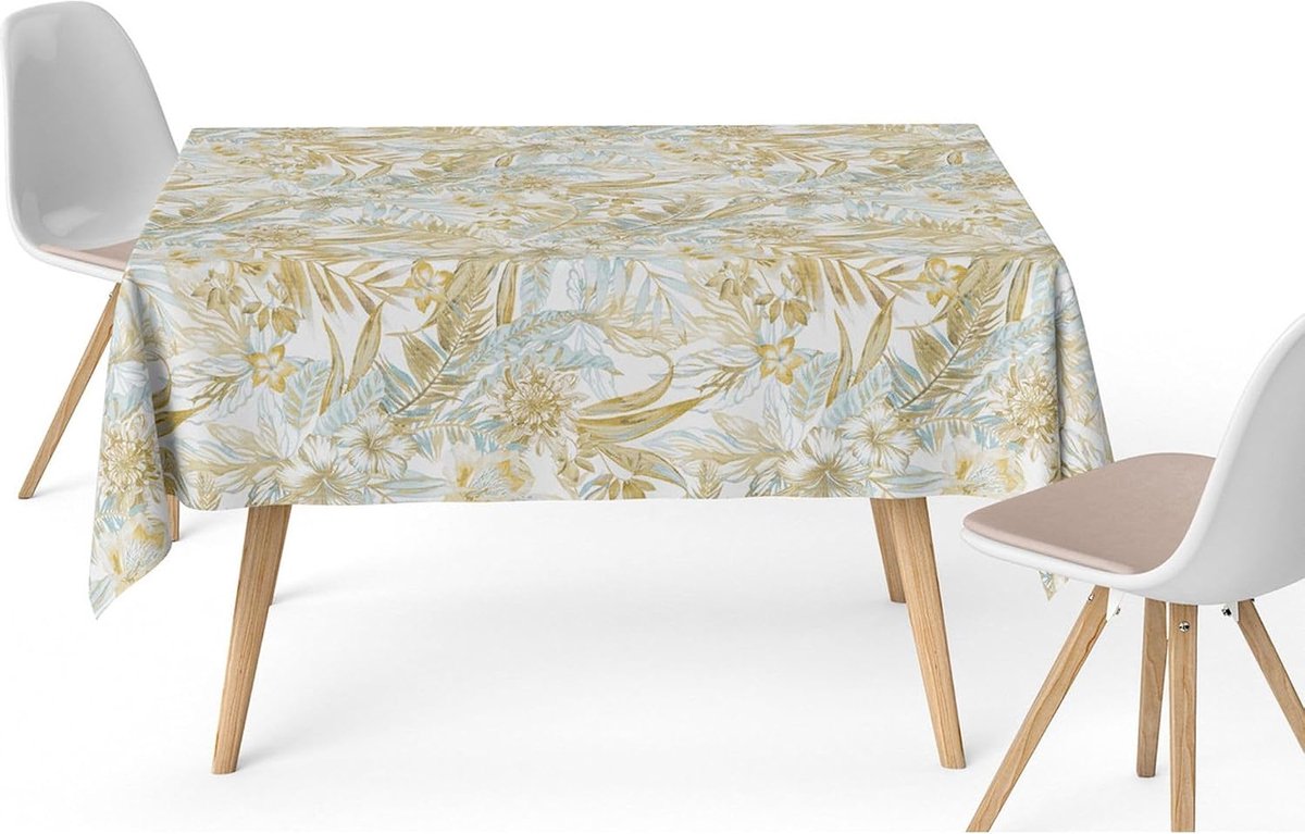 Vlekafstotend tafelkleed voor rechthoekige tafel, afmeting 100 x 140 cm, vuilafstotend, extra zacht en waterdicht, goudkleurig