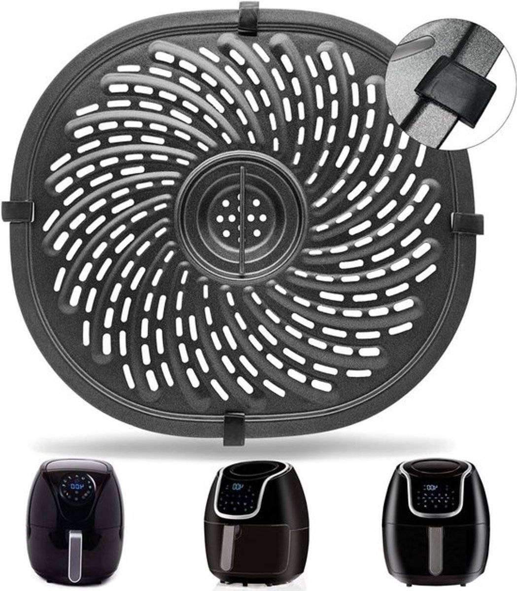 GXF Luchtfriteuse vervangende onderdelen, 7QT geüpgraded Grill Pan Crisper Plate Tray Non-Stick Coating Air Fryer Accessoires Rack met rubberen bumpers voor Power XL Gowise en meer Air Fryer, vaatwasmachinebestendig