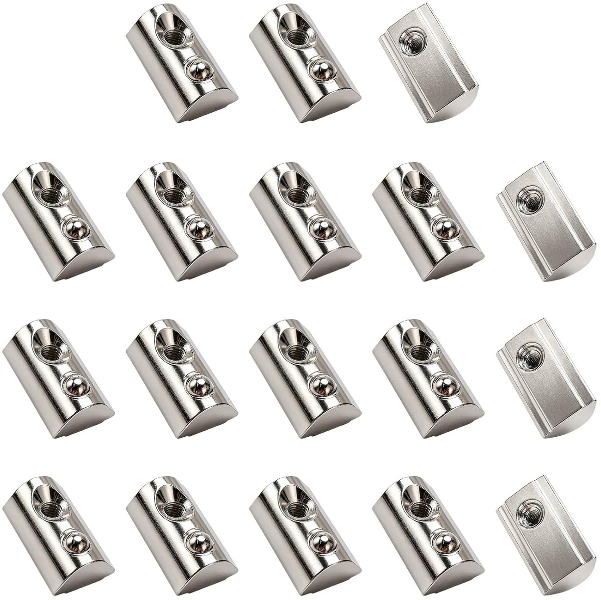 18 Stuks 40 Serie M5 T-Veermoeren, Groefstenen met Kogelmoer, voor Aluminium Extrusieprofielen met Sleuf van 8mm