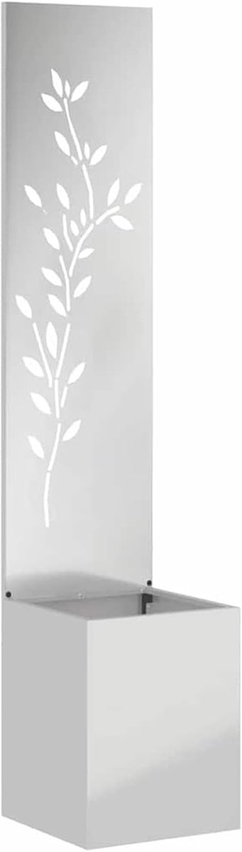 Tuin, canvas, bloemen, zilver, 32x32x150 cm, decoratieve stalen inkijkbescherming met ingelegd voor privacy en stijl op terras, balkon en in de tuin