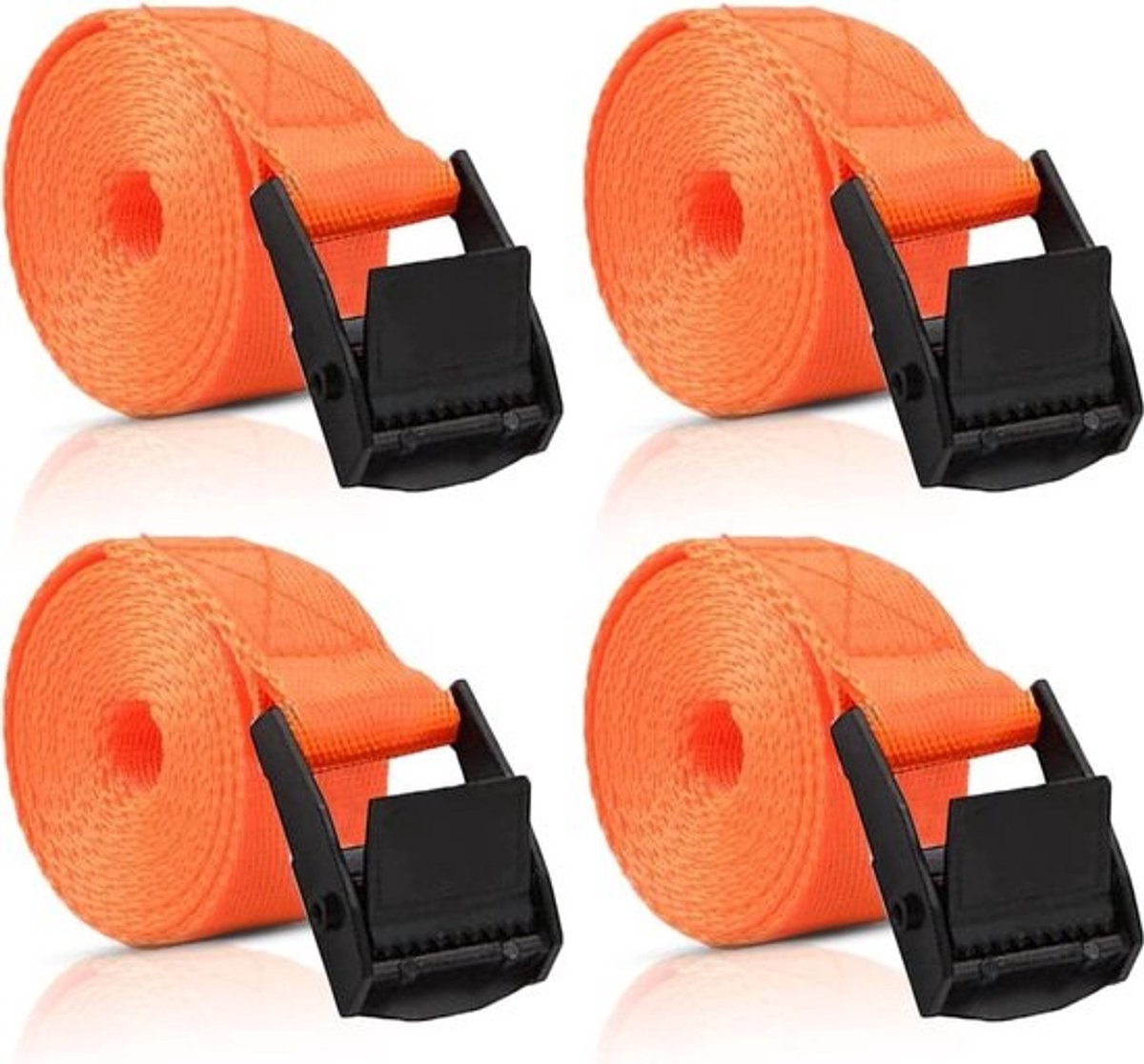 Spanbanden met ratel verstelbaar 25 m x 25 mm - 4 stuks voor fiets motorfiets bagagepakketten Spanbanden met ratel