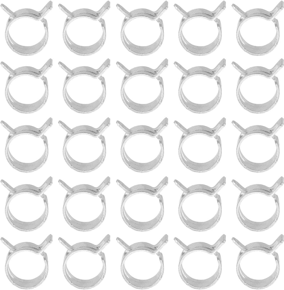 Veerband slangklemmen voor 14-15,8 mm OD-slang, 25 stuks siliconen vacuüm constante spanning bandclips voor brandstofleiding, siliconen luchtslang, waterpijp, zilver