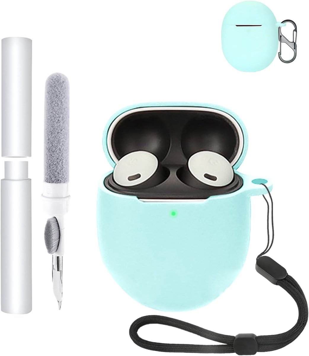 Beschermhoes voor Google Pixel Buds Pro 2 oordopjes - Duurzaam en Bluetooth-oortelefoonhoesje met nauwkeurige gaten en oplaadcompatibiliteit - Lichtgroen
