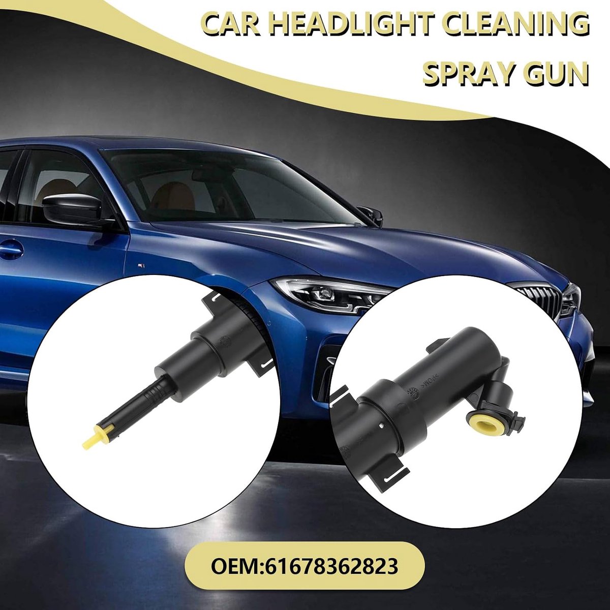 Lord of the Tools 1Pc Auto Koplamp Washer Spray Voor Links Rechts Koplamp Washer 61678362823 Compatibel met BMW 3 Serie E46 1998-2005 Zwart
