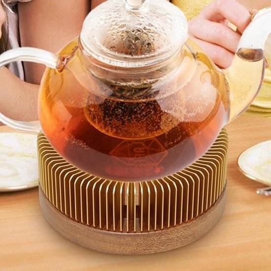 Theepot Warmer - Drank Standaard - Thee Warm Houden - Hittebestendige Structuur - 15 cm Diameter - Champagne Goud — afbeelding 3