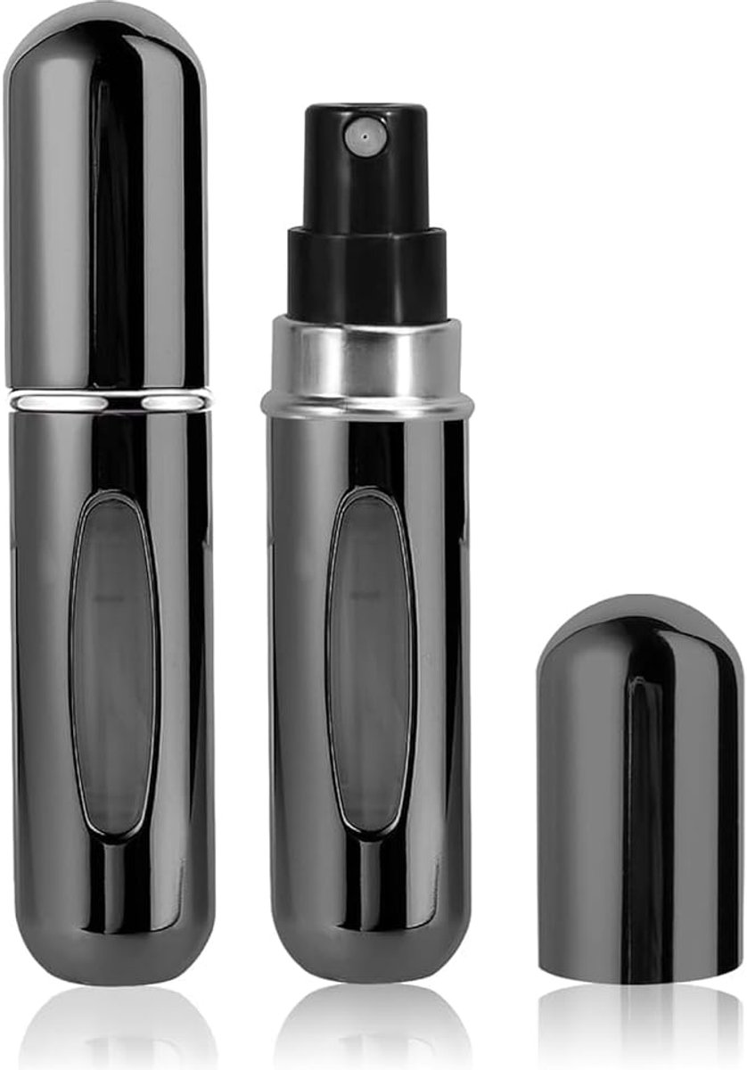 2 stuks mini parfumhouder, verstuiver, draagbare parfumfles, goed voor op reis (zwart)