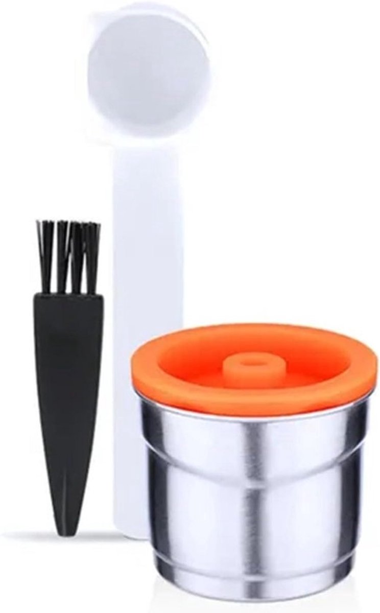 Koffiecapsules Set - Herbruikbare Cups - Koffie Zetten - Roestvrij Staal - 3 Delig - Zilverkleurig