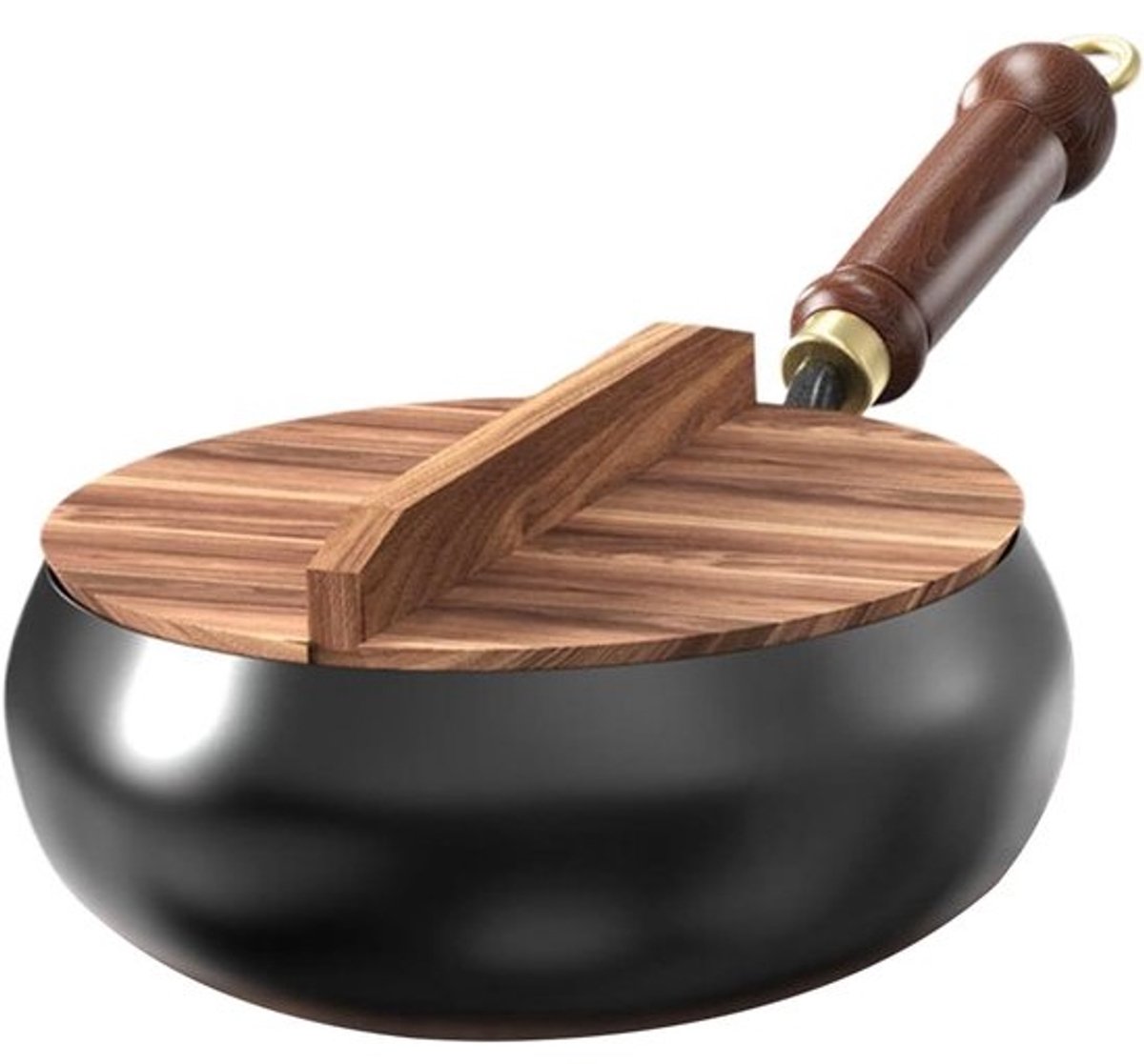 Gietijzeren Pan - Chinese Koekenpan - Restaurant Koken - Veilige Antiaanbaklaag - 24 cm Diameter - Zwart