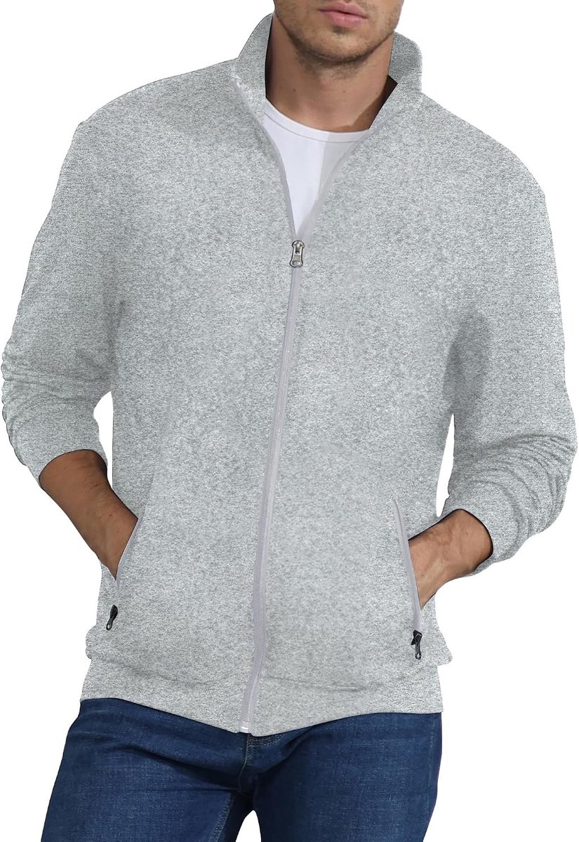 Heren Sweatshirt Volledige Zip Actieve Rekbare Jas Lichtgewicht Lange Mouw Jas