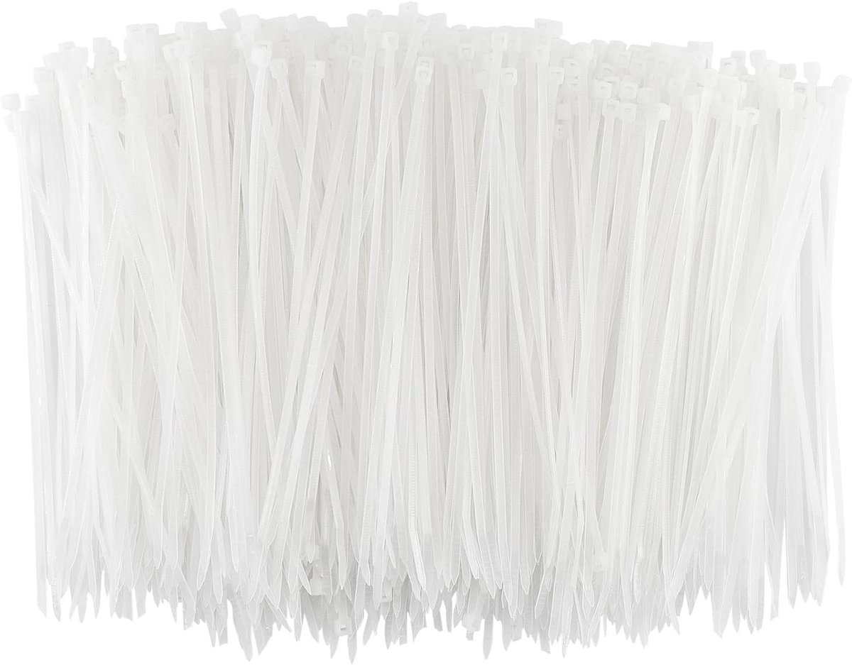 Witte Kabelbinders 150mm - Sterke UV-bestendige Kabelbinders voor Kabelbeheer - 1000 Stuks voor Organisatie