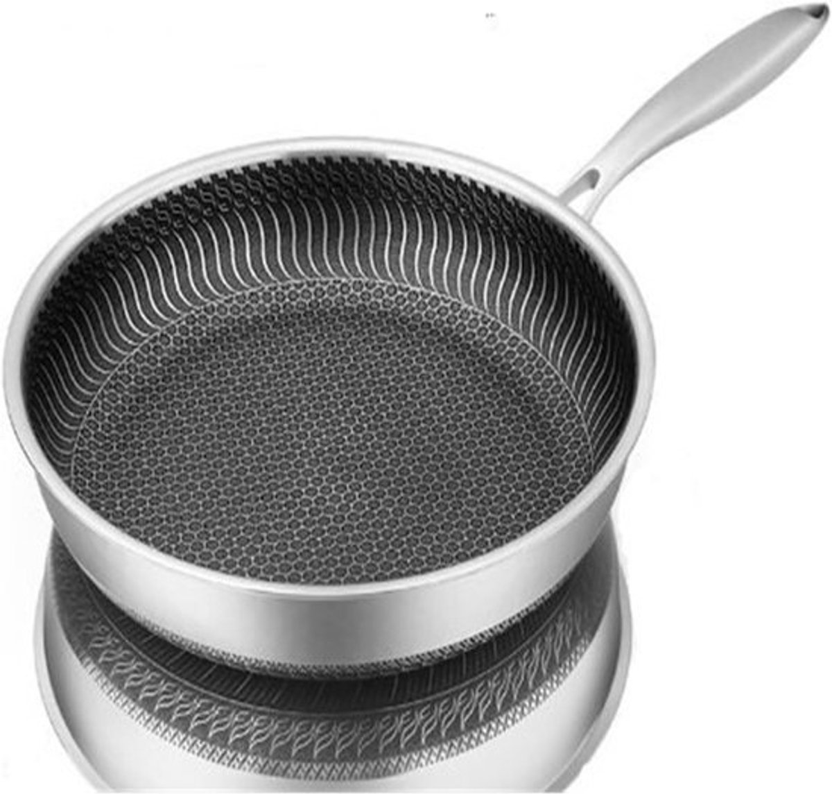 Wokpan Roestvrij Staal - Roerbakpan - Snel Koken - Geschikt Alle Warmtebronnen - 30 cm Diameter - Zilverkleurig