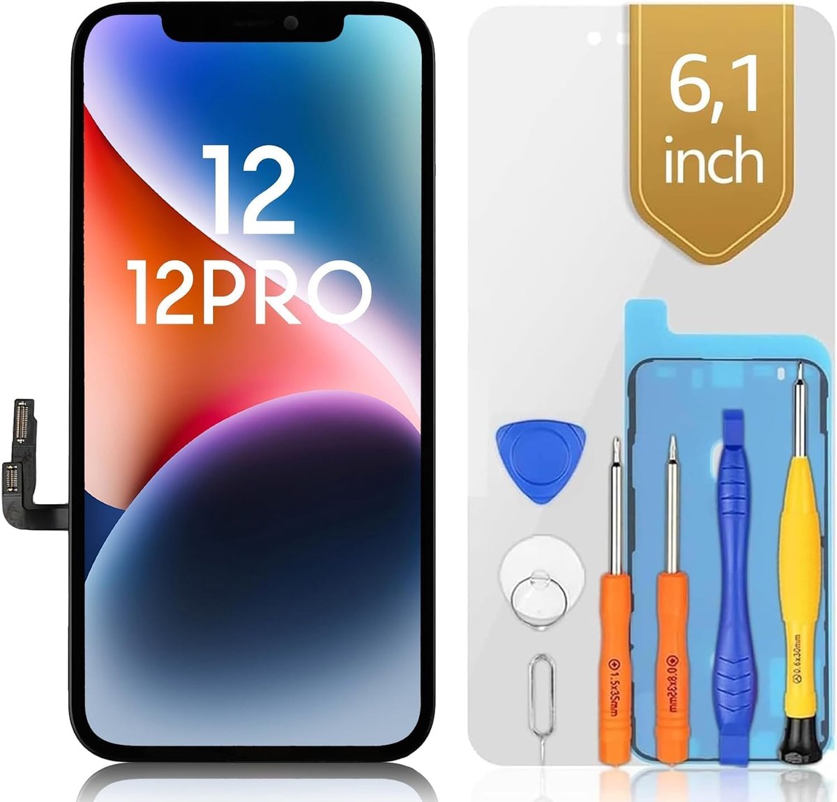 bokman Scherm voor iPhone 12, 6,1" LCD vervanging reparatieset