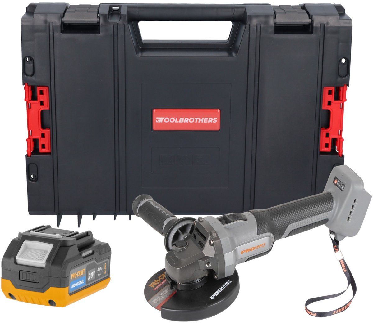 Procraft Industrial AG125Abb accu-haakse slijper 20 V 125 mm borstelloos Solo - zonder accu, zonder oplader