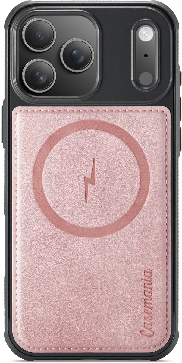 Casemania Hoesje Geschikt voor Apple iPhone 18 Pro Max - Pale Pink - Magnetische Telefoonhoesje Geschikt voor MagSafe - Kunstleer Back Cover met Anti-Slip Grip Randen