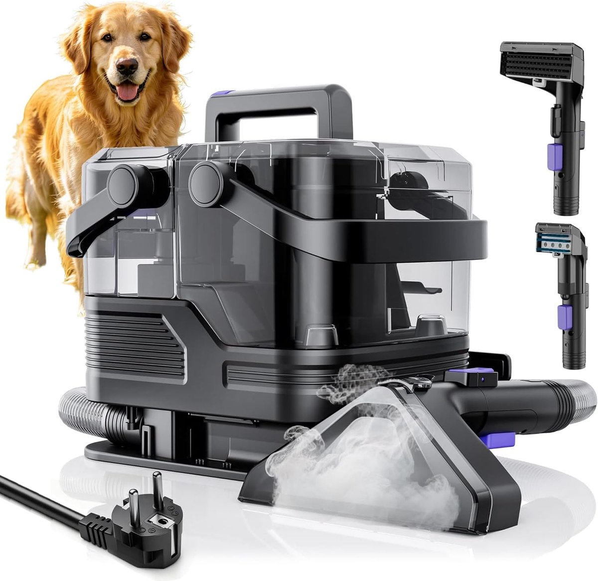 tapijtreinigingsmachine, 20 kpa krachtige zuigkracht, spot cleaner, stoffering reinigingsmachine met handvat voor huisdiervlekken, huis, bank, auto, meubels (Hot water version)