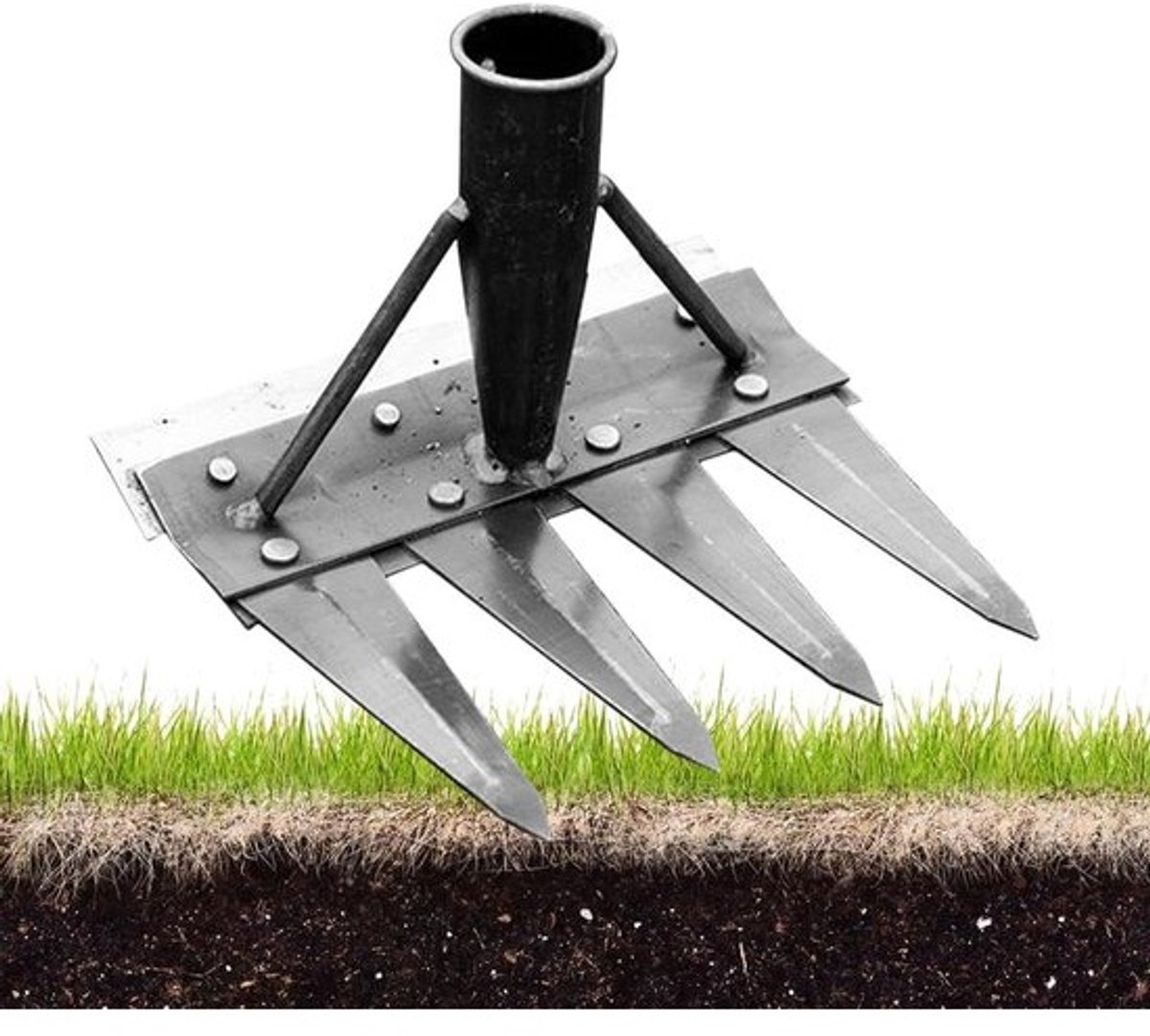 Tuinhark Multifunctioneel - Handhark Onkruid - Buiten Tuinieren - Dubbelzijdig Ontwerp - 4 Tanden - Metaal