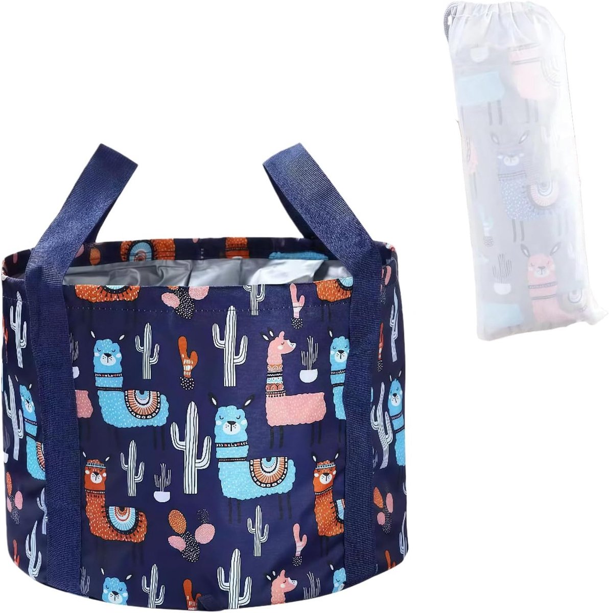 15L 10,6 × 7,1 cm Oxford Stof Opvouwbare Voet Soaking Tub Draagbare Voet Bad Wastafel met Handvatten Navy Blauw Opvouwbare Voet Spa Multifunctionele Soak Emmer voor Thuis Reizen Camping