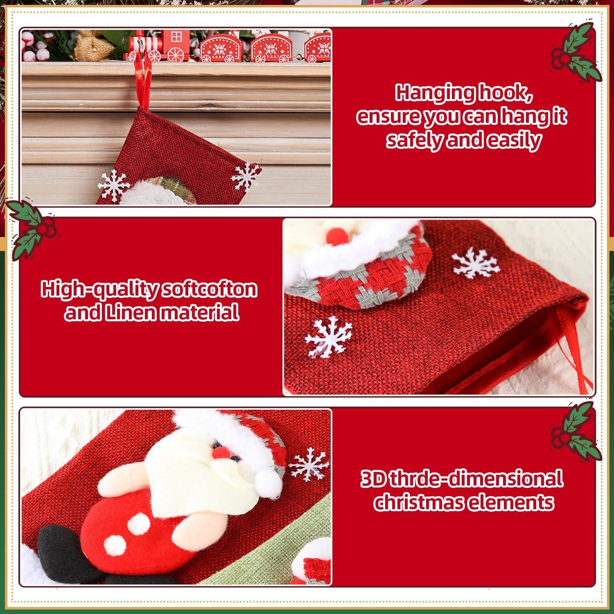 laarzen om te vullen, jute kerstkous, open haard, kerstdecoratie, set van 4 hangende kerstkousen, kerstsokken, open haard, kerstboom, kerstdecoratie
