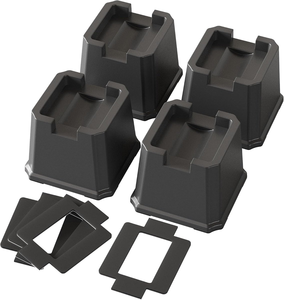 Bedverhogers, 7,5 cm, zware bedliften, past op wielen van meubels, bank, tafel en bank, zwart