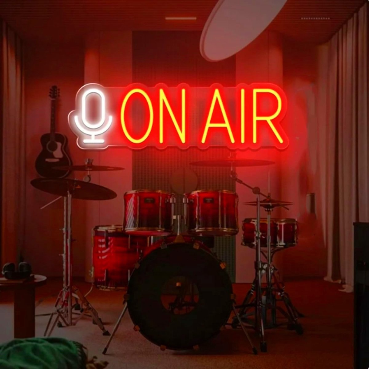 Acryl On Air neonlichtbord, wandkunstlampen met dimbare schakelaar en 55 cm lange hangketting voor radiozenders, kantoor, winkel, restaurant, bar, garage, etalage, wanddecoratie