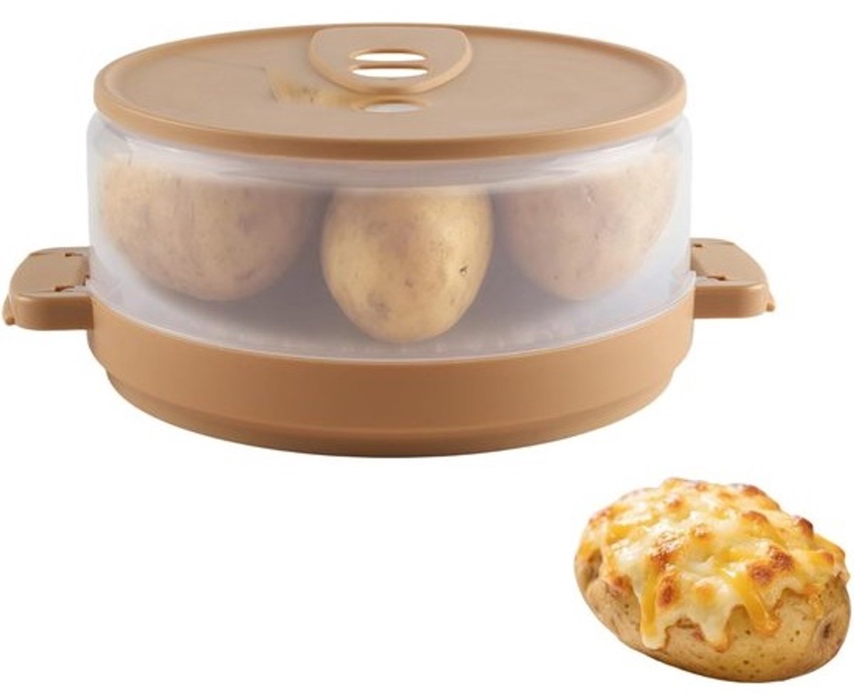 Stoomkoker Magnetron - Aardappelkoker Oven - Snel Aardappelen Koken - Stoomventiel Gelijkmatig - BPA-Vrij Vaatwasserbestendig - Transparant