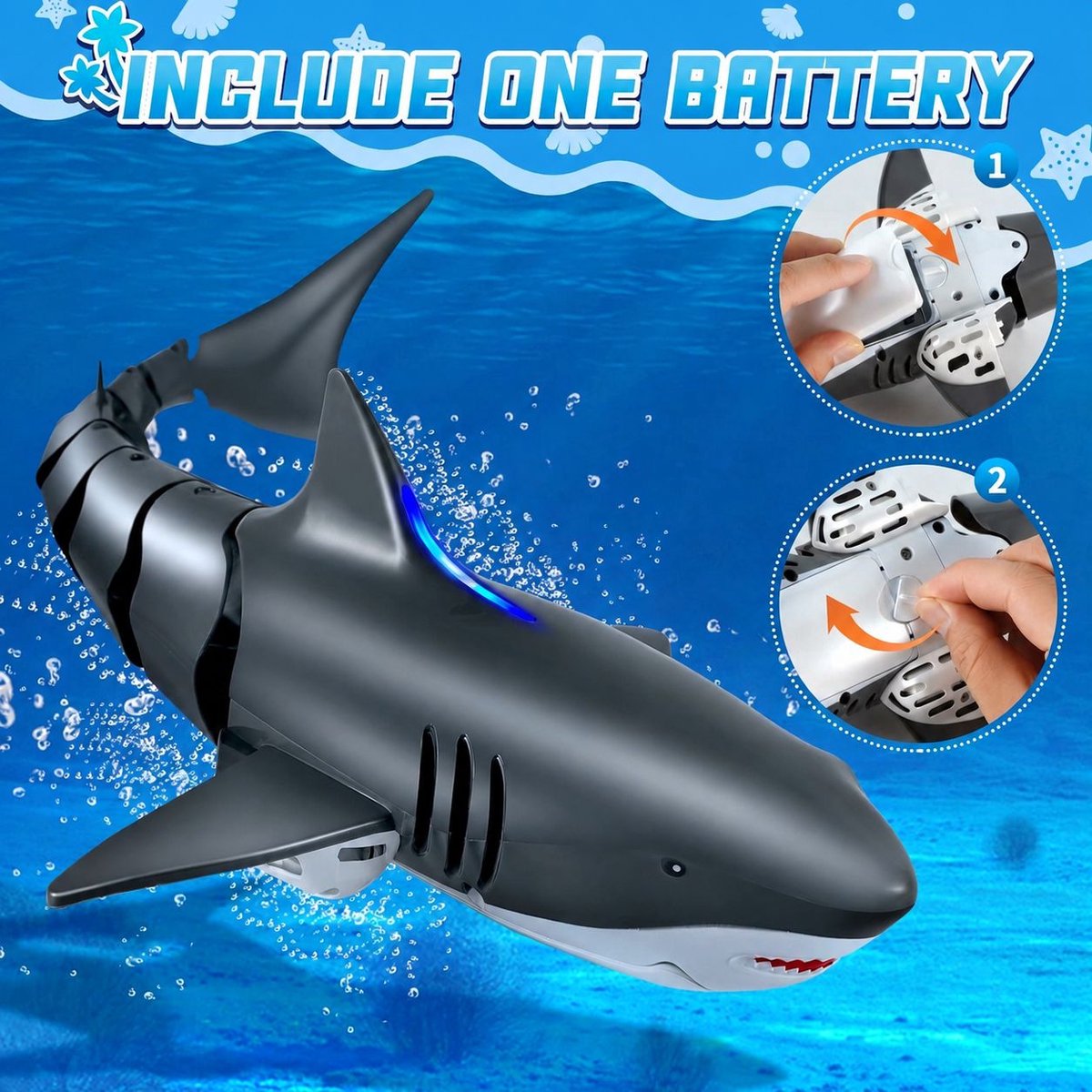 VHV - Afstandsbedienbare Haai Speelgoed - 2.4GHz RC Boot Simulatiehaai - Zwembad Water Speelgoed - Elektrische Boot met Afstandsbediening - Speelgoed Cadeau voor Jongens en Meisjes – foto 6