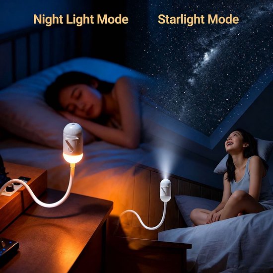 VHV - 2-in-1 sterrenprojector & nachtlamp -Sterrenhemelprojector– 12 films, 360° draaibaar – Sfeerverlichting auto – Dimbare LED, touchbediening – USB op zakformaat van VHV — afbeelding 2
