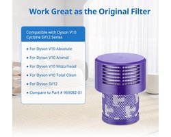 Filter voor Dyson-V10, SV12, wasbaar, vervangingsfilter voor JORAIR V10 Cyclone Series, V10 Absolute, V10 Animal, V10 Total Clean, V10 Motorhead, SV12, stofzuigerreserveonderdeel vervangt #DY-969082
