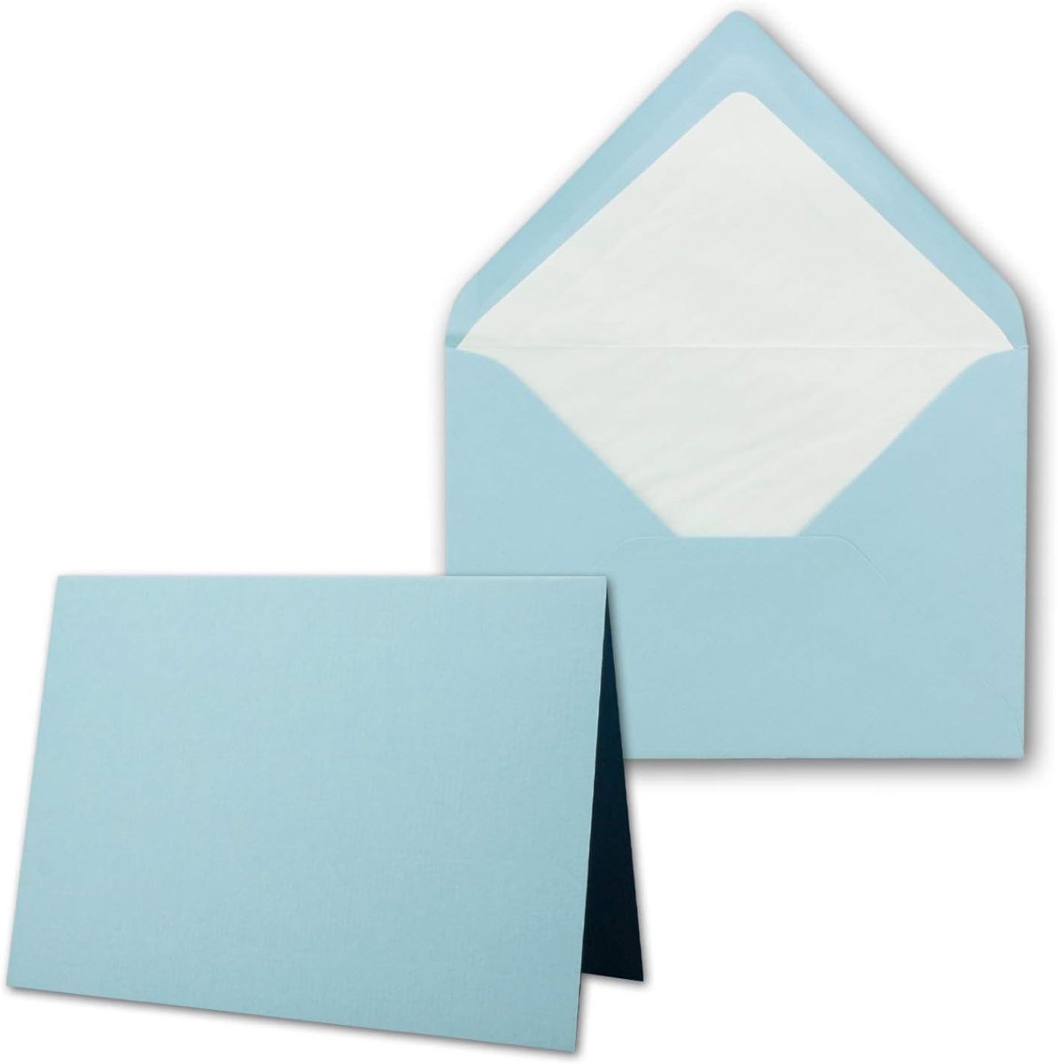 10 x kaartenpakket met gevoerde enveloppen - geribbeld - DIN A6/C6 - lichtblauw - 10,5 x 14,8 cm - nat lijmen - nieuw papier