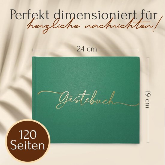 Premium gastenboek voor bruiloft, 120 pagina's premium papier, dik papier, het drukt niet door, vintage stijl, met gouden titel, ideaal voor bruiloften, jubilea, verjaardagen — afbeelding 3